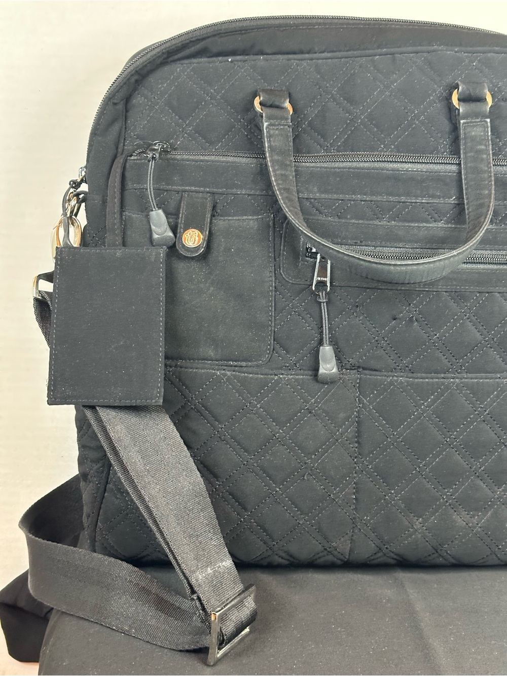 Vera Bradley Black Quilted Laptop Bag with Shoulder Strap - Picture 2 of 8